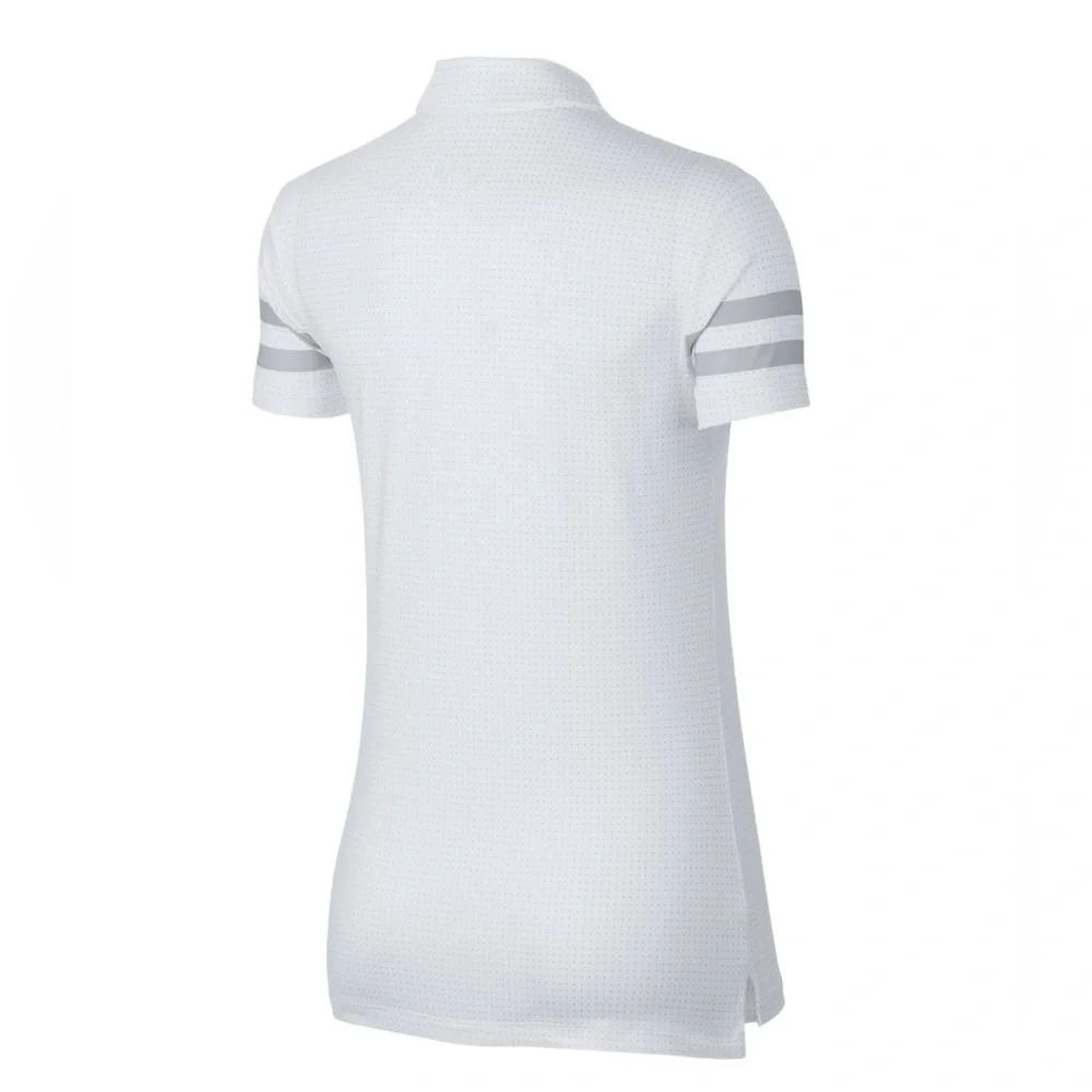 Nike Golf Dri-Fit White Polo Shirt with Gray Polka Dots Womens Size Large